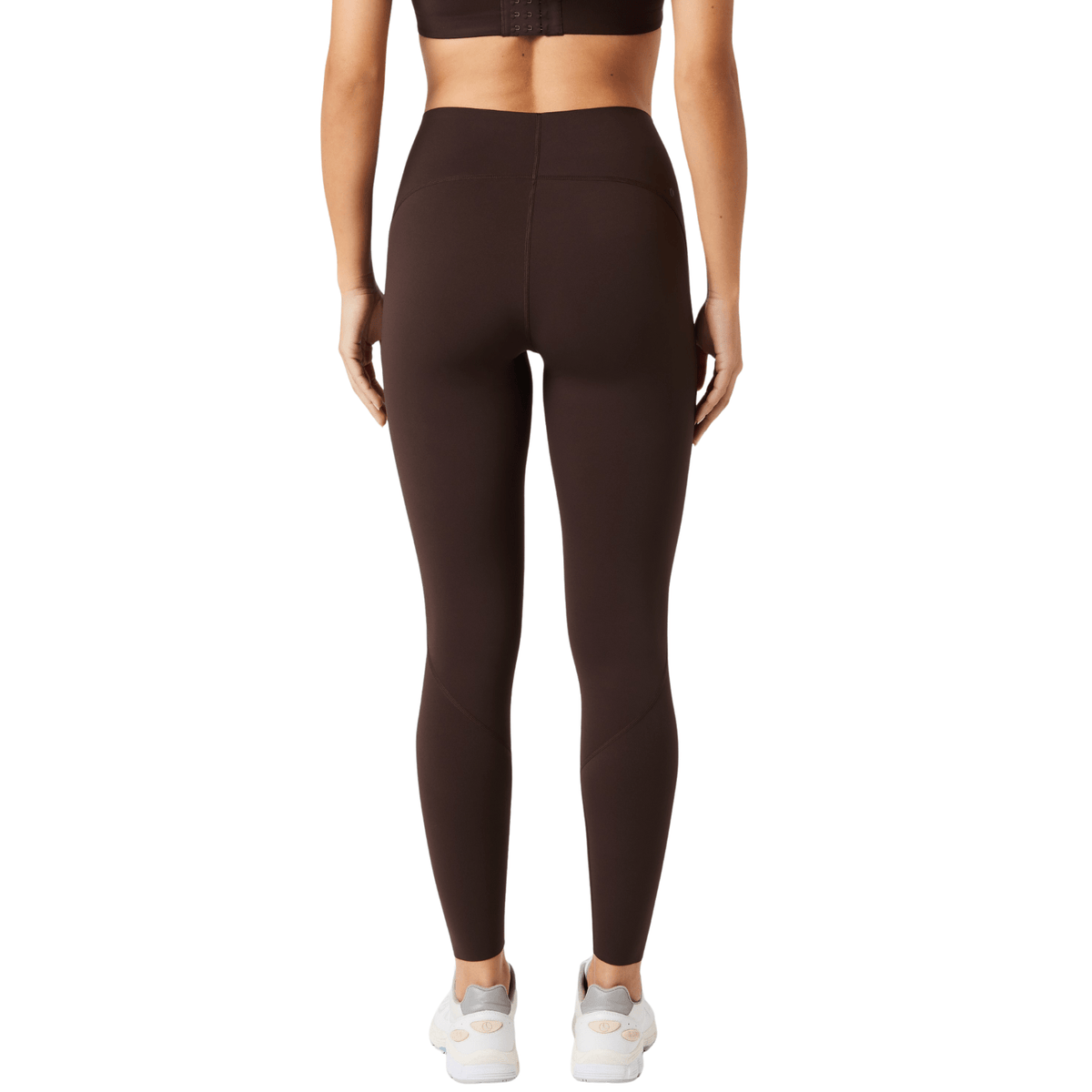 Achterzijde van de donkerbruine Bjorn Borg Sleek legging, gedragen