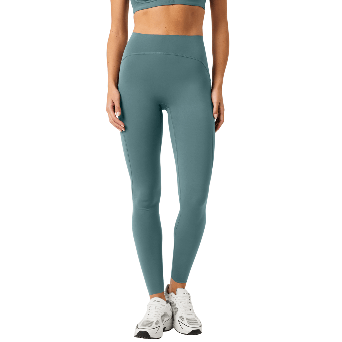 Bjorn Borg Sleek legging voor dames in zeegroen, gedragen vooraanzicht
