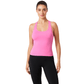 Model draagt de roze Bjorn Borg Soft Raceback tanktop met zwarte legging, vooraanzicht