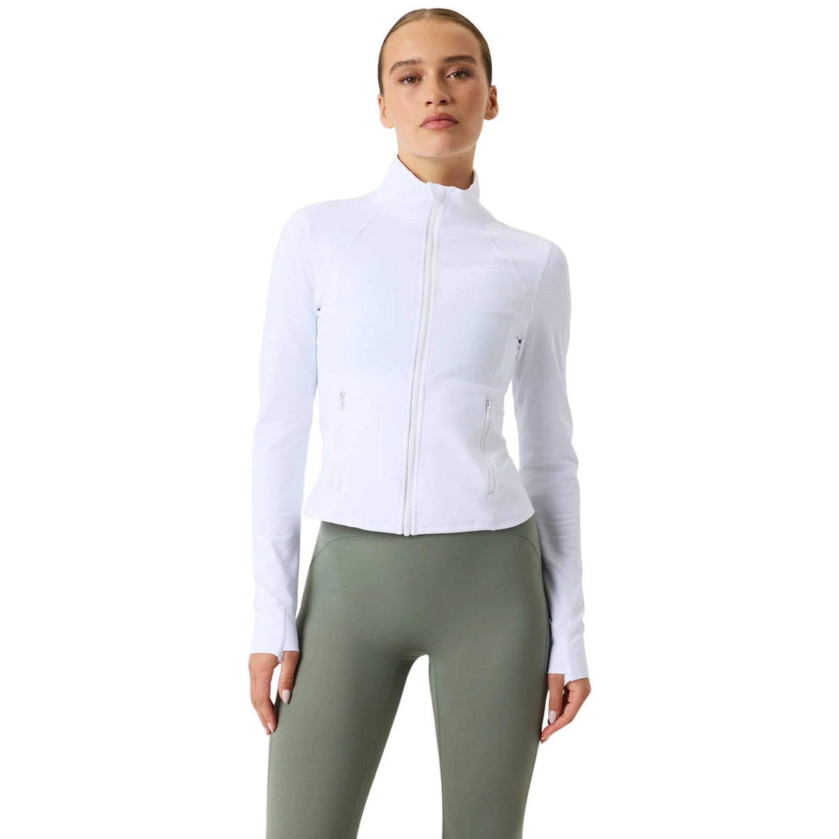 Björn Borg Soft Zip Midlayer Brilliant White - op model (3)