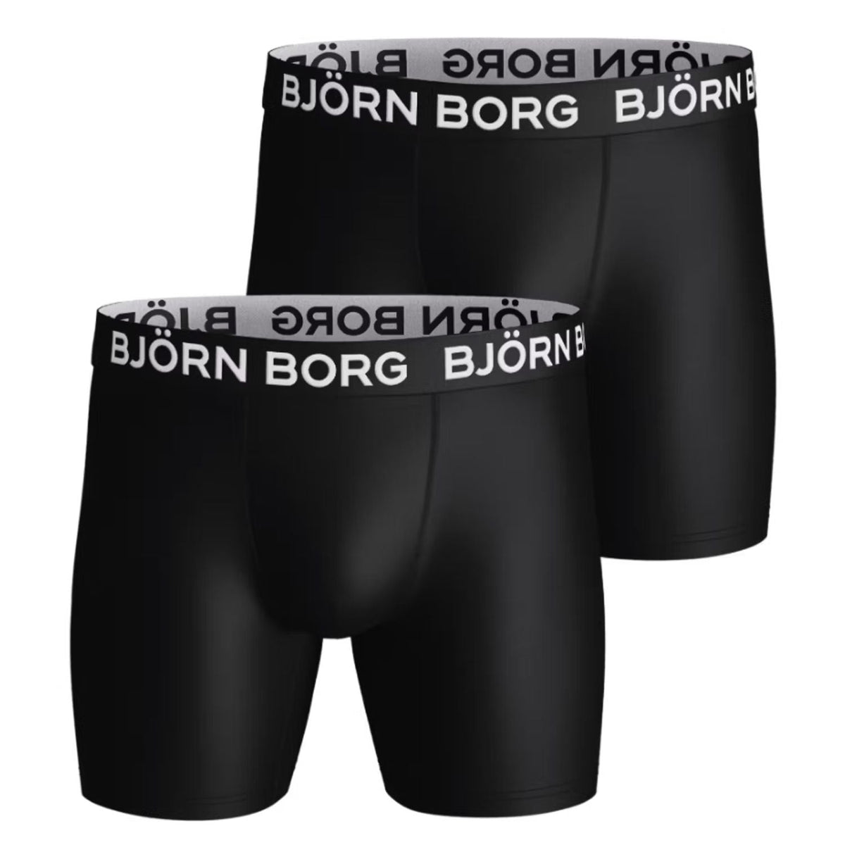 Twee zwarte Bjorn Borg Sports Microfiber boxershorts met witte logo-tailleband, 2-pack