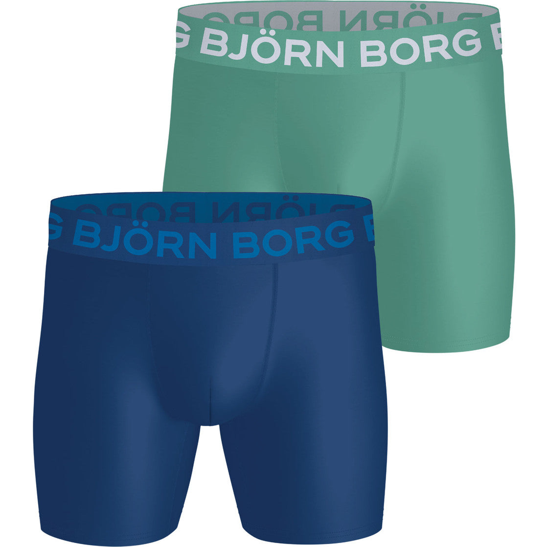 Bjorn Borg Sports boxershorts voor heren in groen en blauw, setje van twee