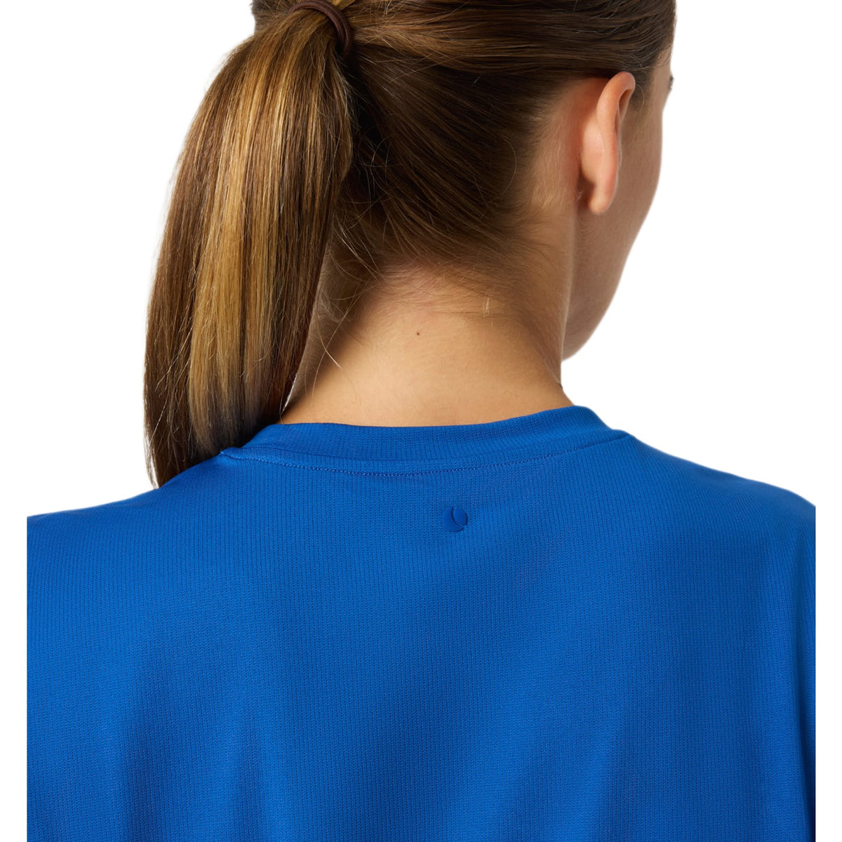 Detail van de achterkraag van het blauwe Bjorn Borg Sports T-shirt