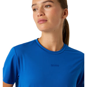 Detail van het borstlogo op het blauwe Bjorn Borg Sports T-shirt