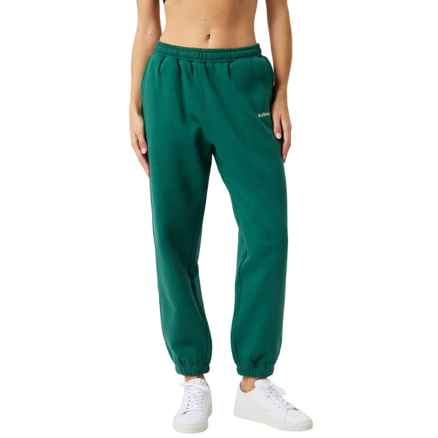 Bjorn Borg joggingbroek voor dames in groen, vooraanzicht met enkelboorden