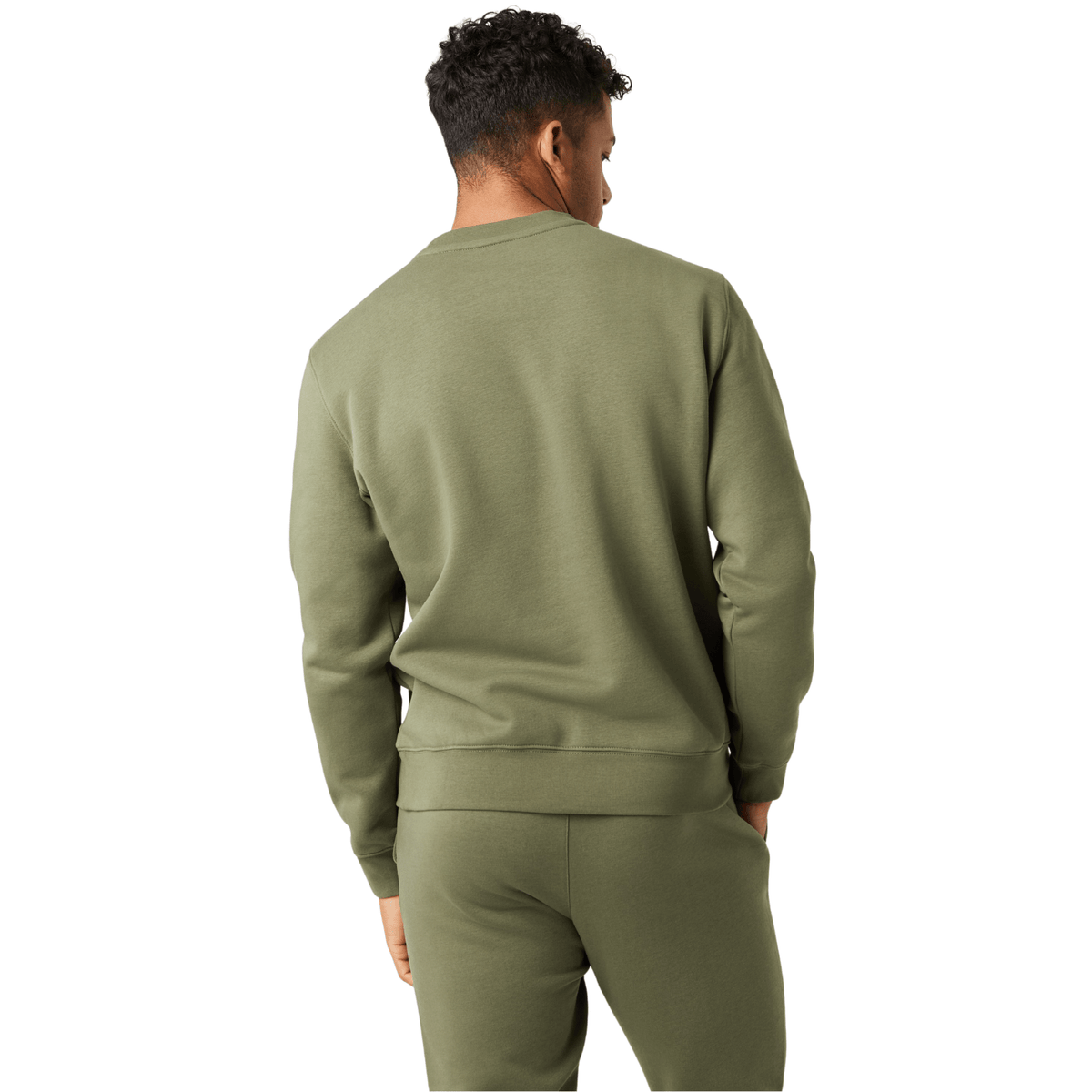 Achterzijde van de legergroene Bjorn Borg Centre sweater, gedragen