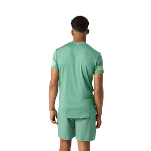 Achterzijde van het mintgroene Bjorn Borg T-shirt met bijpassende short