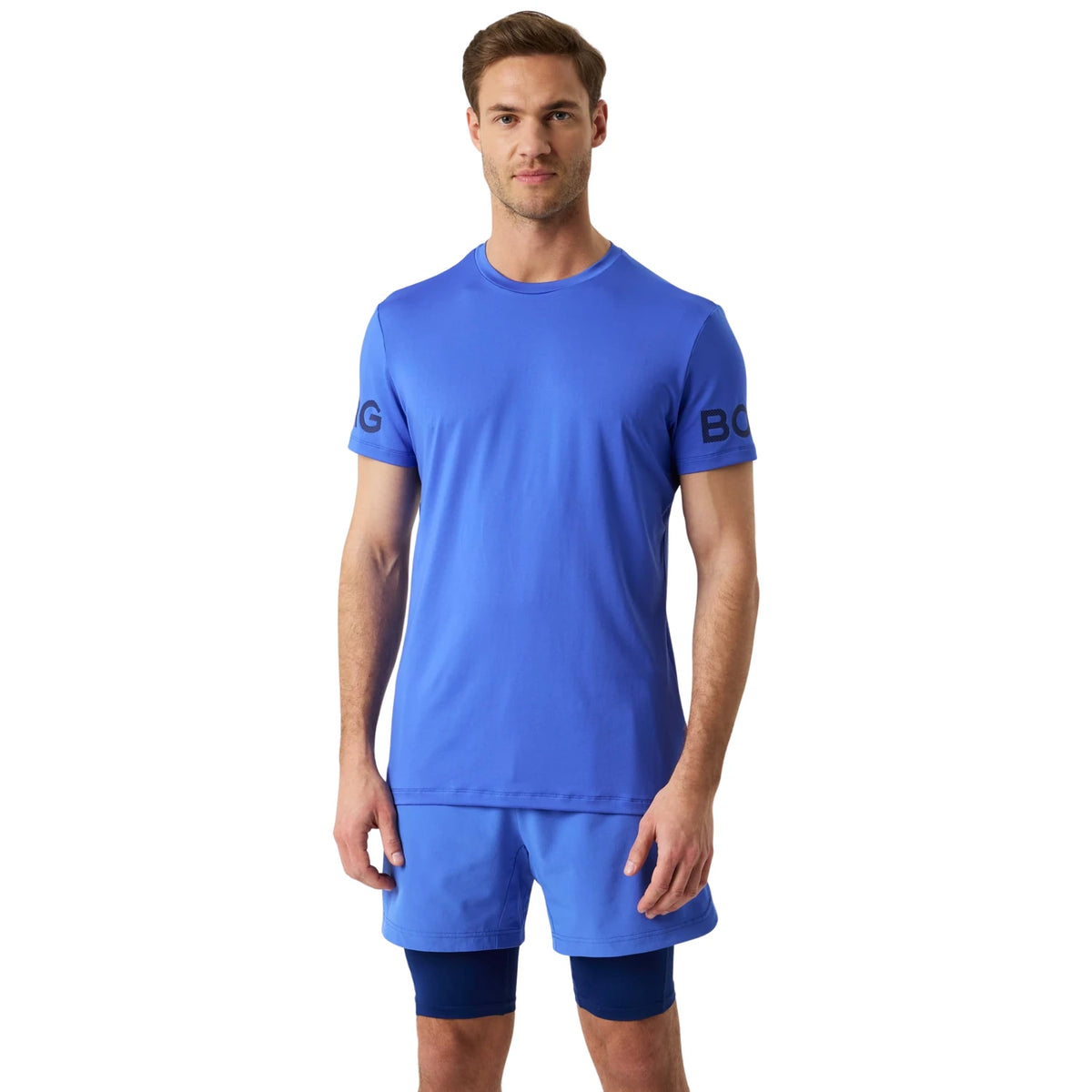Björn Borg T-shirt Men Amparo Blue - op model (2)