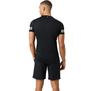 Bjorn Borg T-shirt voor heren in zwart, gedragen vooraanzicht met mouwprint