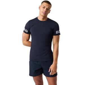 Bjorn Borg T-shirt voor heren in marineblauw, gedragen zijaanzicht