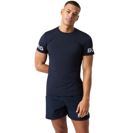 Bjorn Borg T-shirt voor heren in marineblauw, gedragen zijaanzicht