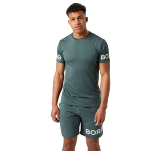 Bjorn Borg T-shirt voor heren in zeegroen, gedragen vooraanzicht