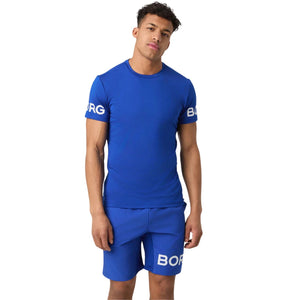 Bjorn Borg T-shirt voor heren in kobaltblauw, gedragen vooraanzicht