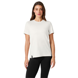 Gebroken wit Bjorn Borg T-shirt voor dames met zwarte legging, vooraanzicht