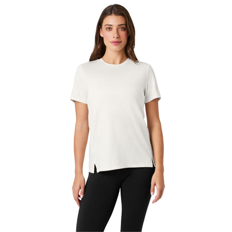 Gebroken wit Bjorn Borg T-shirt voor dames met zwarte legging, vooraanzicht