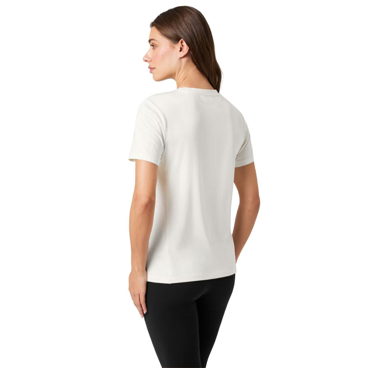 Achterzijde van het gebroken witte Bjorn Borg T-shirt met zwarte legging