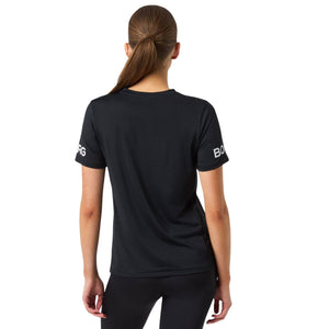 Achterzijde van het zwarte Bjorn Borg T-shirt met BORG-print op de mouw