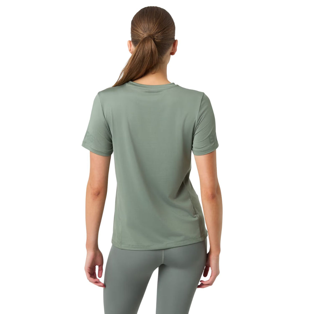 Achterzijde van het saliegroene Bjorn Borg T-shirt voor dames
