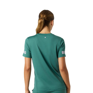 Achterzijde van het donkergroene Bjorn Borg T-shirt met BORG-print op de mouw