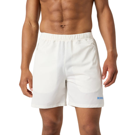 Bjorn Borg Zip 7 inch short voor heren in gebroken wit, vooraanzicht op model