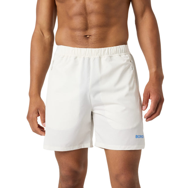 Bjorn Borg Zip 7 inch short voor heren in gebroken wit, vooraanzicht op model