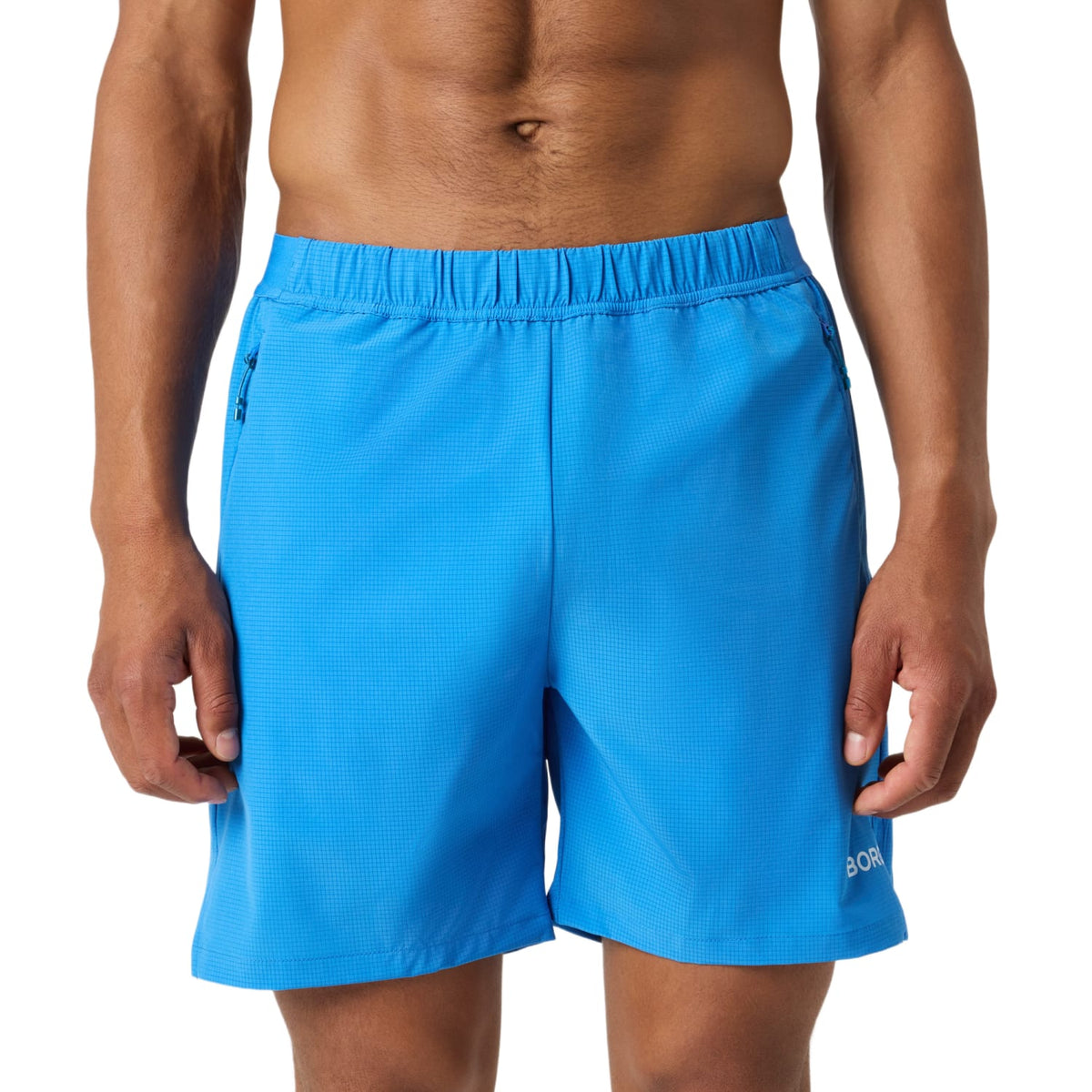 Bjorn Borg Zip 7 inch short voor heren in blauw, vooraanzicht op model