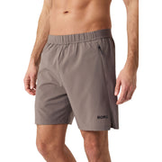 Bjorn Borg Zip short van 7 inch in taupegrijs, vooraanzicht met BORG-logo