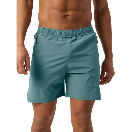 Bjorn Borg Zip short van 7 inch in zeegroen, vooraanzicht met elastische taille