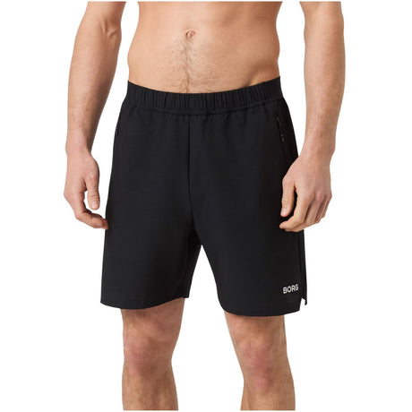 Bjorn Borg Zip short voor heren in zwart, vooraanzicht met BORG-logo