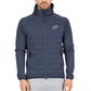 Vooraanzicht van de donkerblauwe Bullpadel Anorak Banir met rits en logo op de borst