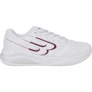 Bullpadel Elite 25I Garnet damespadelschoen in wit met granaatrood logo op de zijkant
