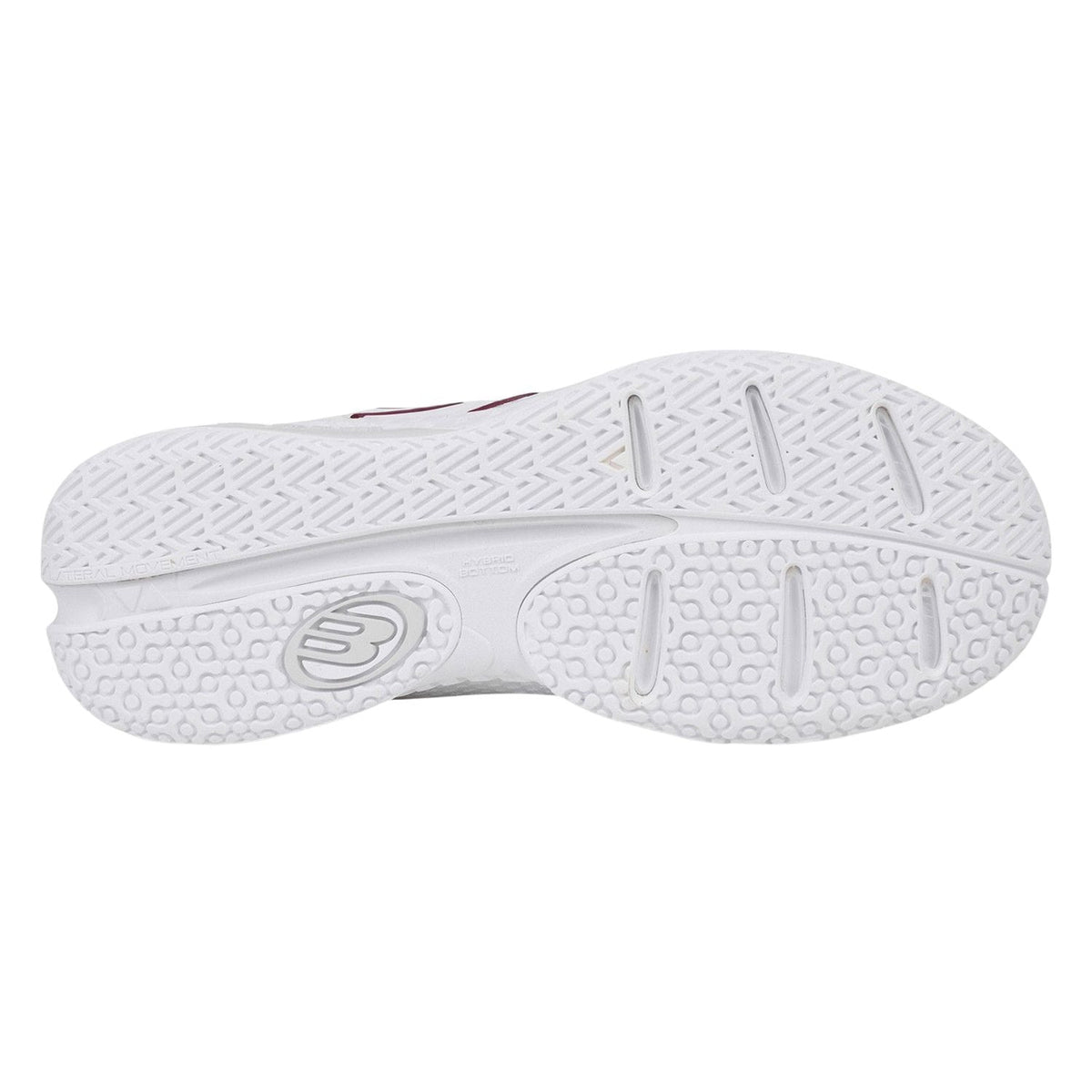 Zool van de witte Bullpadel Elite 25I met visgraat- en honingraatprofiel en Bullpadel-logo