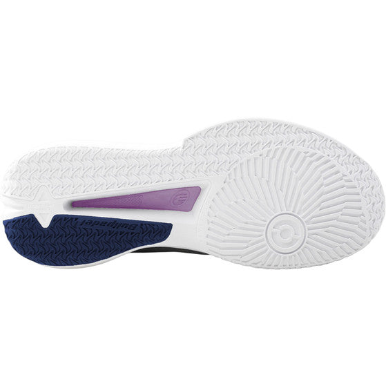 Witte zool van de Bullpadel Elite 26V W met lila en donkerblauw draaivlak