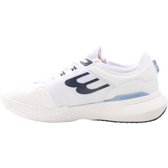 Binnenzijde van de witte Bullpadel Elite 26V W met donkerblauw Bullpadel-logo
