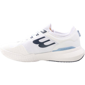 Binnenzijde van de witte Bullpadel Elite 26V W met donkerblauw Bullpadel-logo