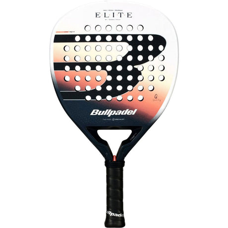 Bullpadel Elite W 26 dames padelracket in zwart met oranje verloop, vooraanzicht