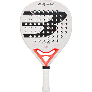 Bullpadel Hack Advance 26 padelracket in wit met zwart en rood, vooraanzicht