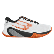 Bullpadel Hack Vibram 25I Orange, wit bovenwerk met oranje logo en oranje Vibram-zool