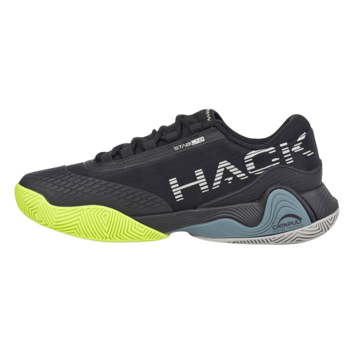 Binnenzijde van de zwarte Bullpadel Hack Vibram 25I met HACK-opdruk