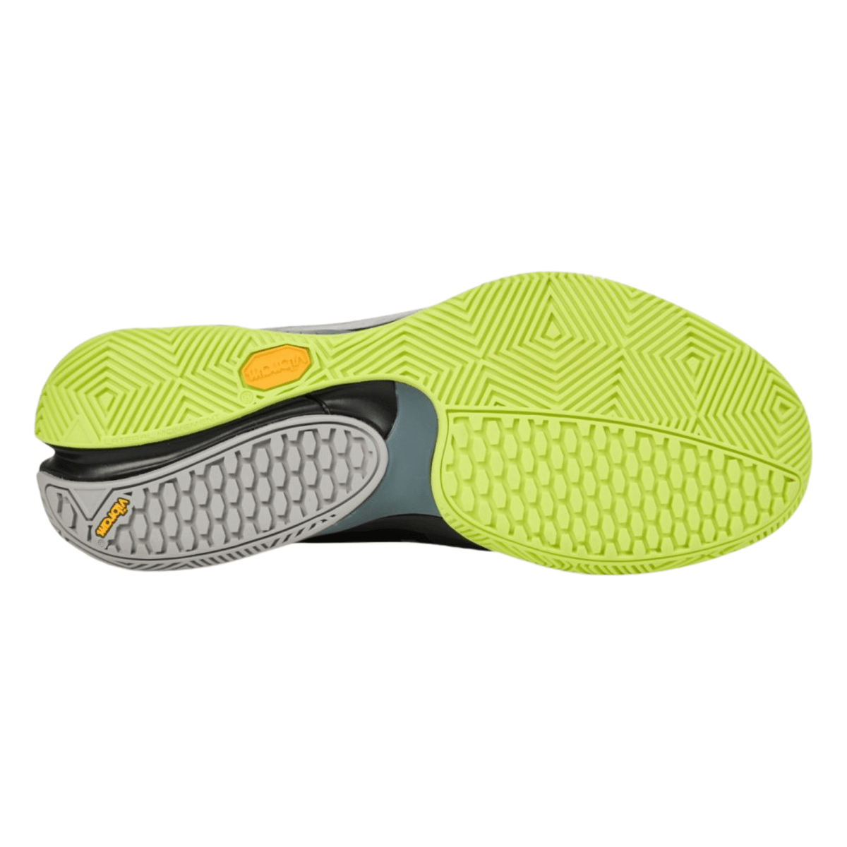 Limegroene Vibram-buitenzolen van de zwarte Bullpadel Hack Vibram 25I