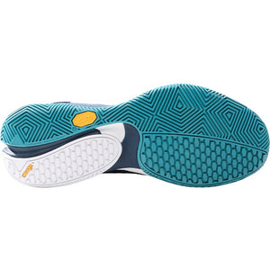 Turquoise Vibram-zolen van een paar Bullpadel Hack 26V padelschoenen