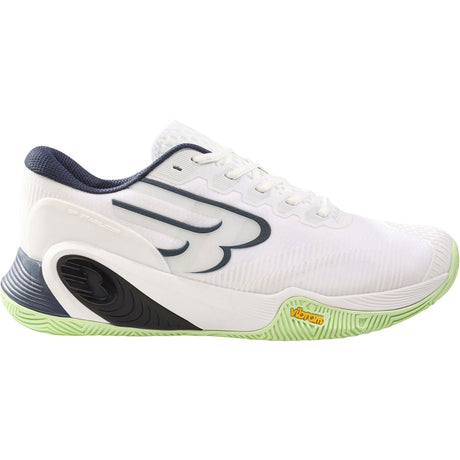 Bullpadel Hack Vibram 26V in wit met limegroene zool, zijaanzicht buitenkant