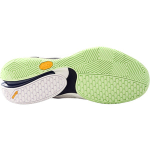 Limegroene Vibram-zolen van een paar Bullpadel Hack 26V padelschoenen