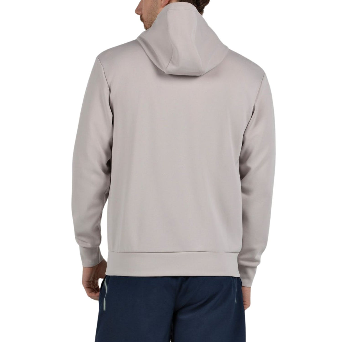 Achterzijde van de beigegrijze Bullpadel Albier hoodie
