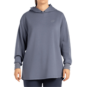 Vooraanzicht van de blauwgrijze Bullpadel Hoodie Batir met capuchon voor dames