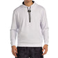 Vooraanzicht van de witte Bullpadel Hoodie Binee met zwart trekkoord in de capuchon