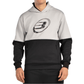 Vooraanzicht van de grijs met zwarte Bullpadel Hoodie Boyal met groot logo