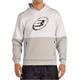 Vooraanzicht van de wit met beige Bullpadel Hoodie Boyal met groot logo op de borst