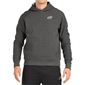 Vooraanzicht van de antracietgrijze Bullpadel Hoodie Breas met logo op de borst