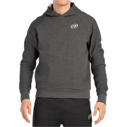Vooraanzicht van de antracietgrijze Bullpadel Hoodie Breas met logo op de borst